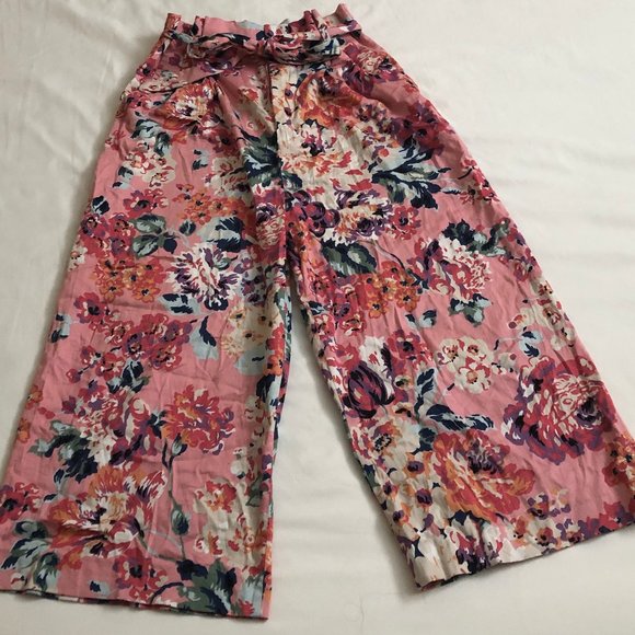 Zara Wide Leg Pink Floral Pant-M - Picture 4 of 4